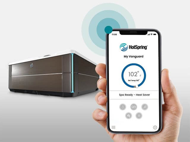 An image of Hot Spring Spa's monitoring app, which allows you to monitor and control your spa from your smartphone.